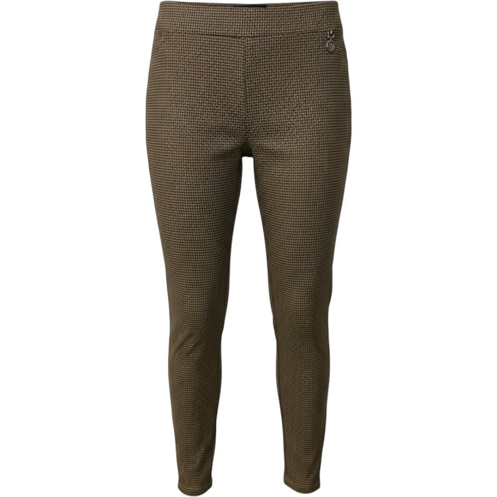 Tommy Hilfiger Women's Houndstooth Pull On Leggings Brown Black Slim Fit Pants 8